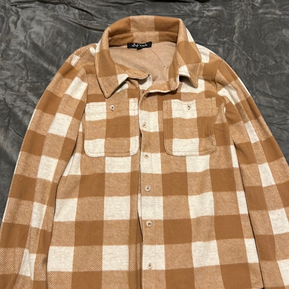 Flannel print soft mixed thread jacket